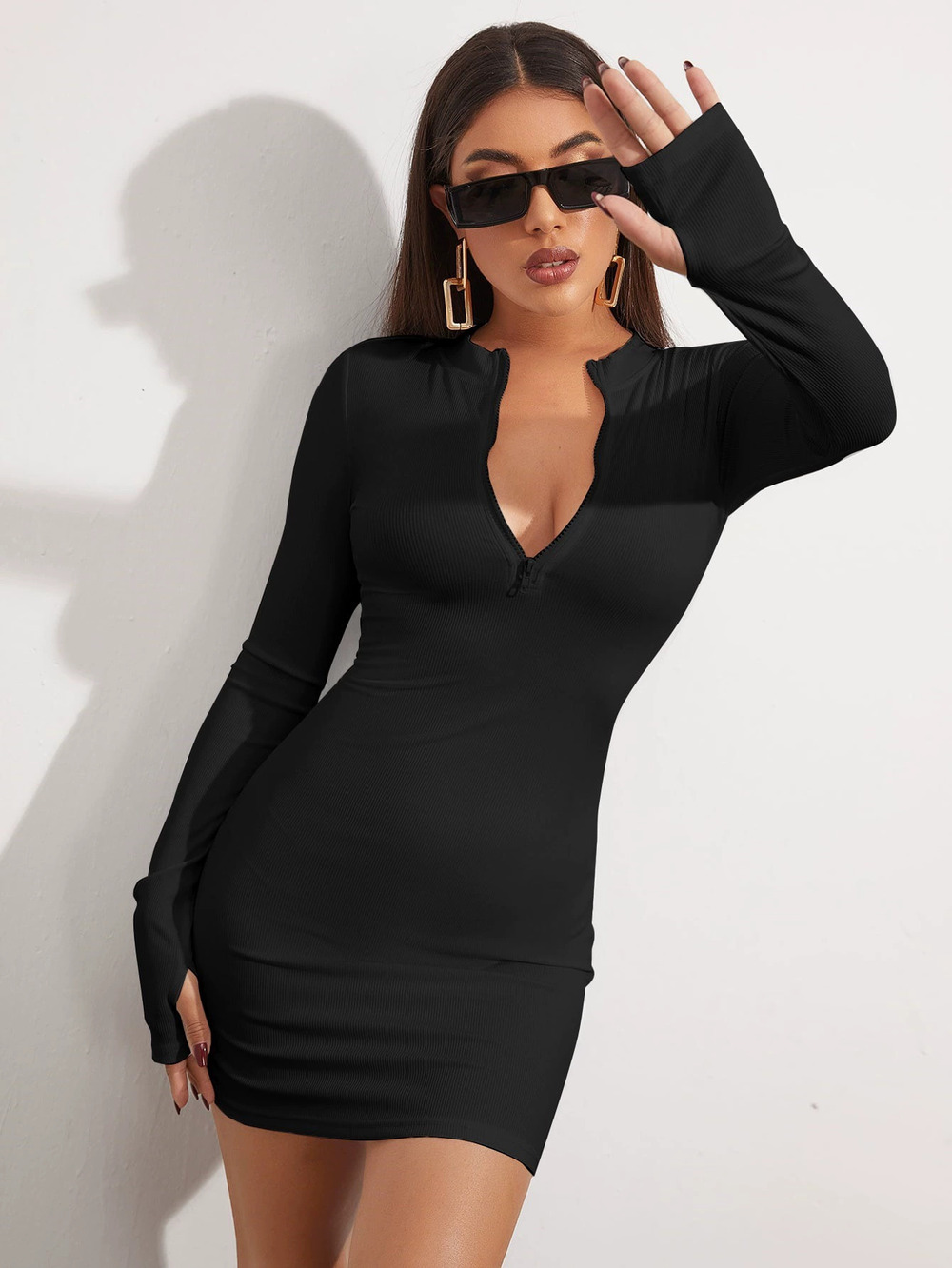 ZARA Spring Summer Slim Fit Long Sleeve Sexy Bodycon Mini Dress